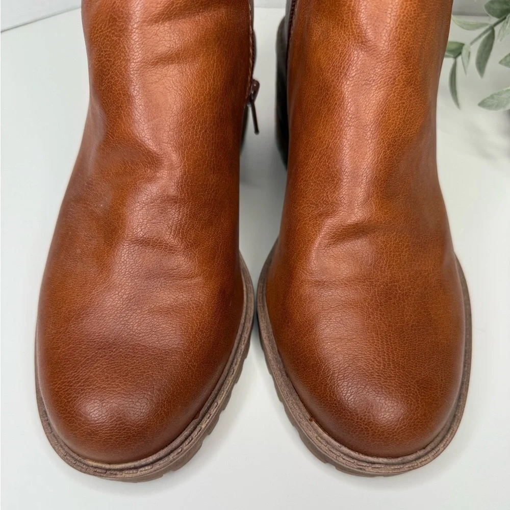 Zodiac Greyson Block Heel Womens Ankle Boots Size 10M in Brown/Cognac Streetwear